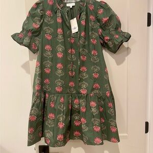 Entro Olive Dress with Coral Floral Design